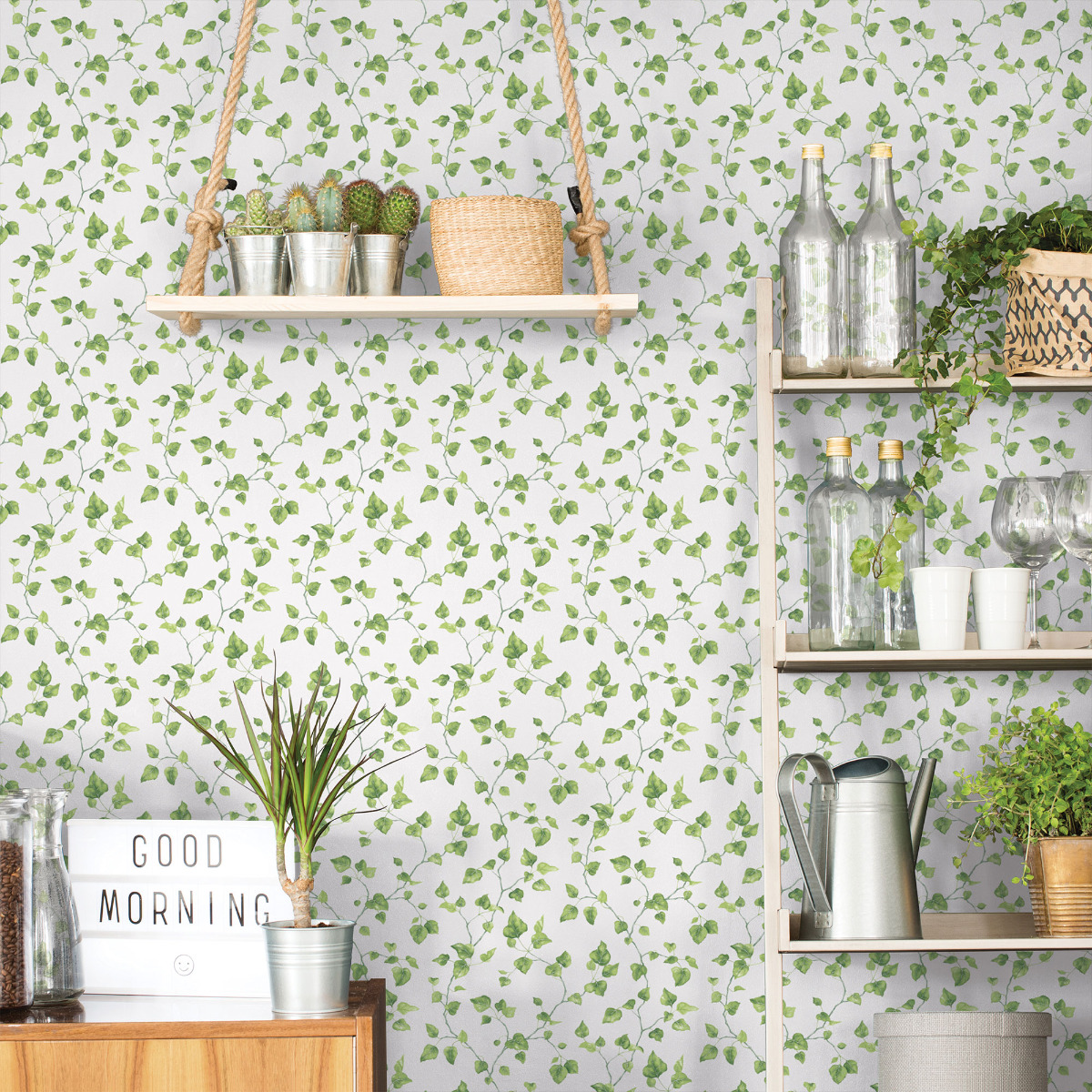 Just Kitchens Just Ivy Wallpaper Green Galerie G45431