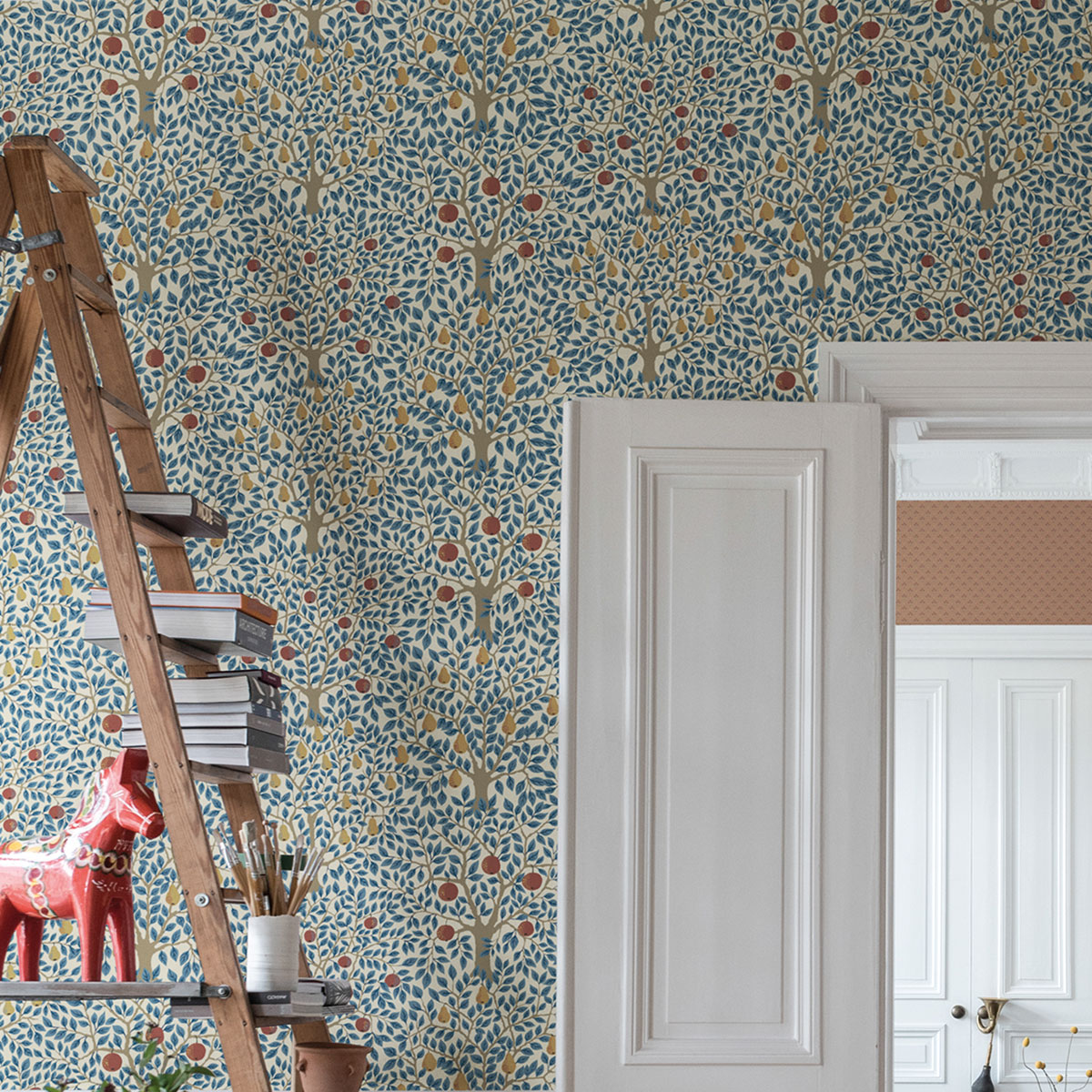 Apelviken Apples And Pears Wallpaper Blue Galerie 33013
