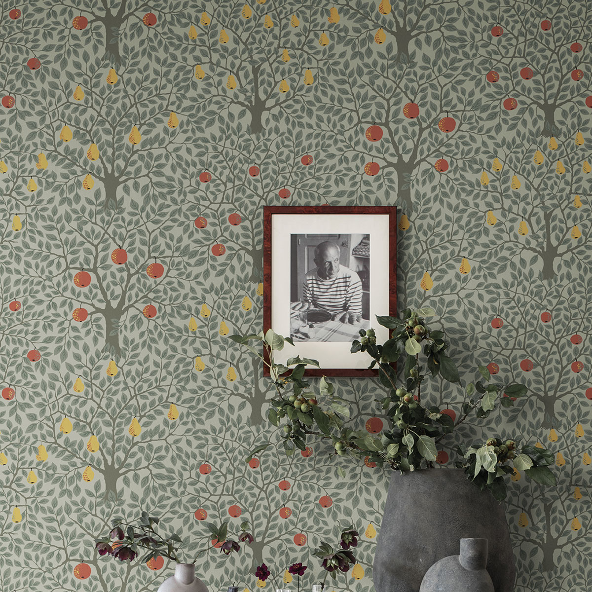 Apelviken Apples And Pears Wallpaper Green Galerie 33014