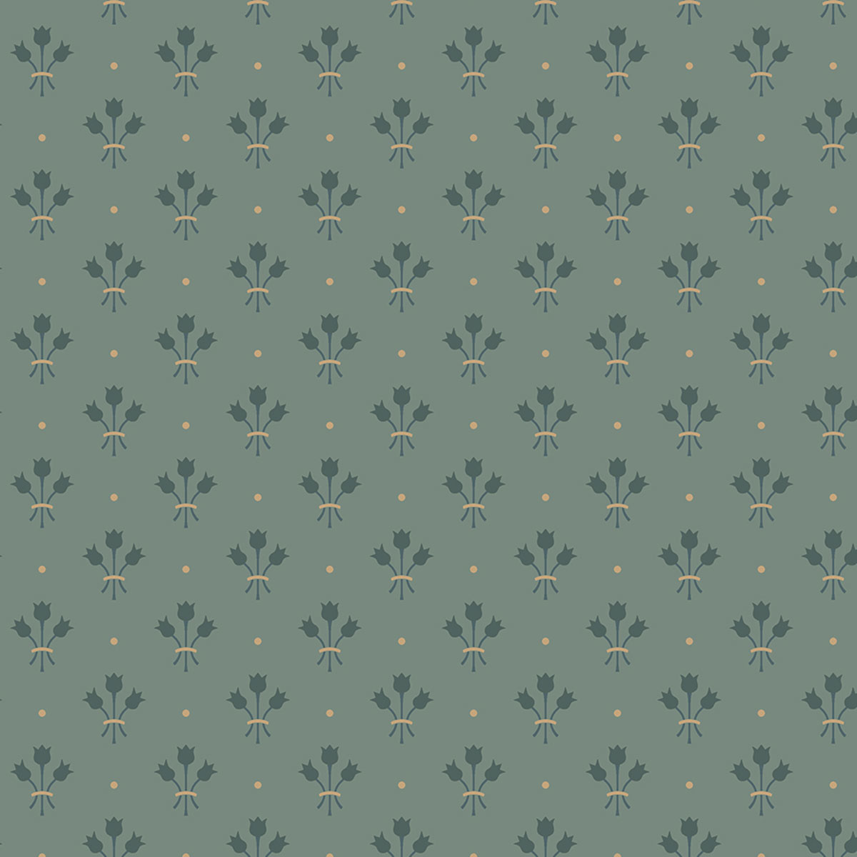Apelviken Mini Tulip Motif Wallpaper Green Galerie 33030