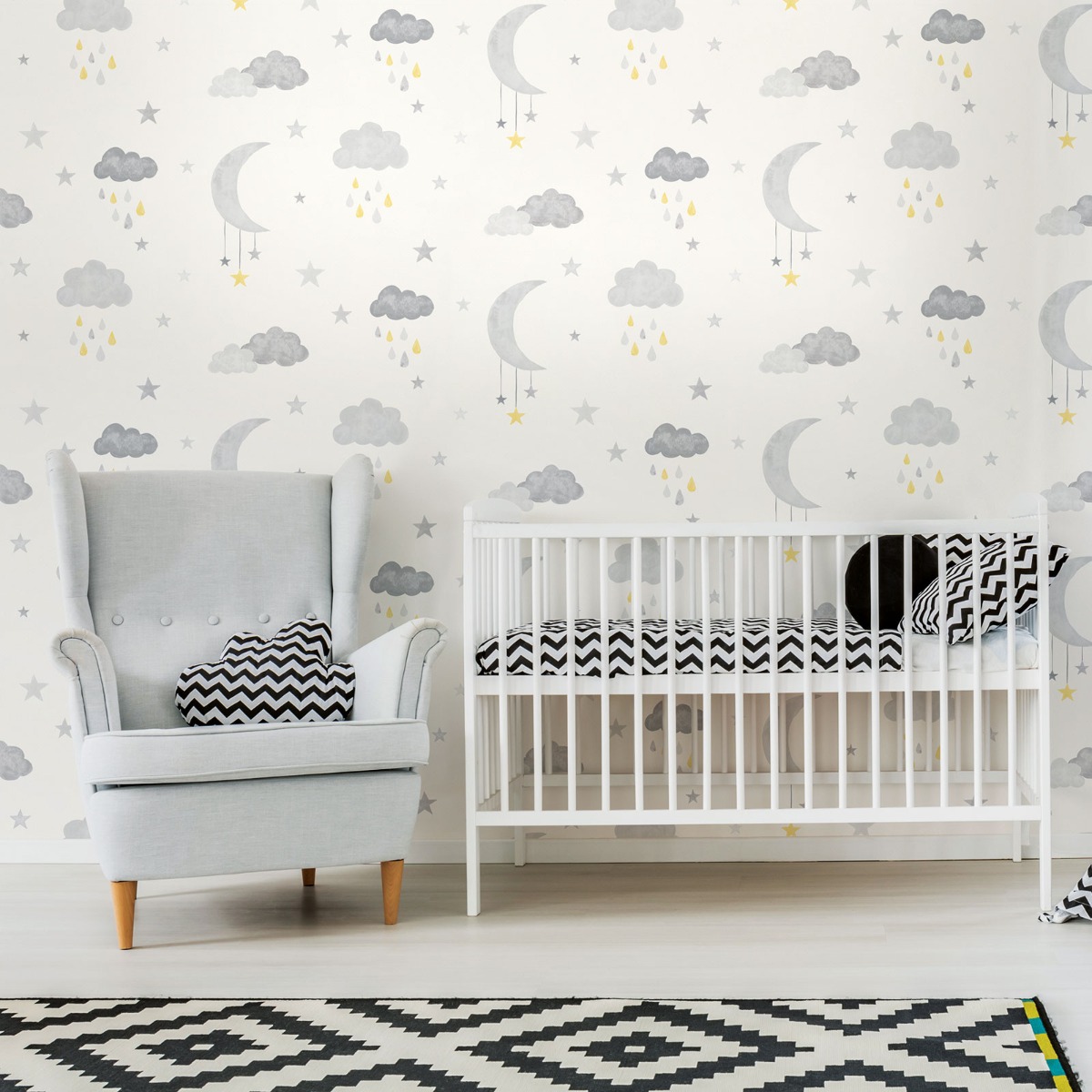 GranDeco Little Ones Eco Clouds and Moon Wallpaper LO2001