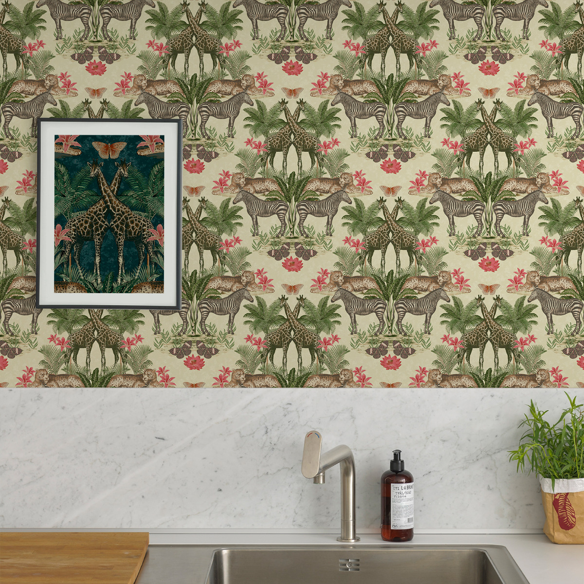 Grandeco Animal Kingdom Wallpaper Cream A49303