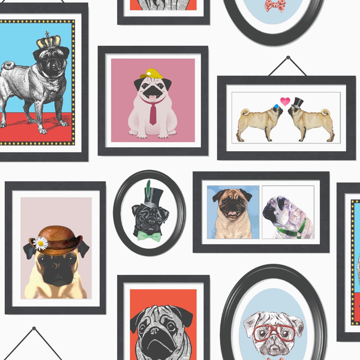 A Pug's Life Pug Frames Wallpaper Holden 11360