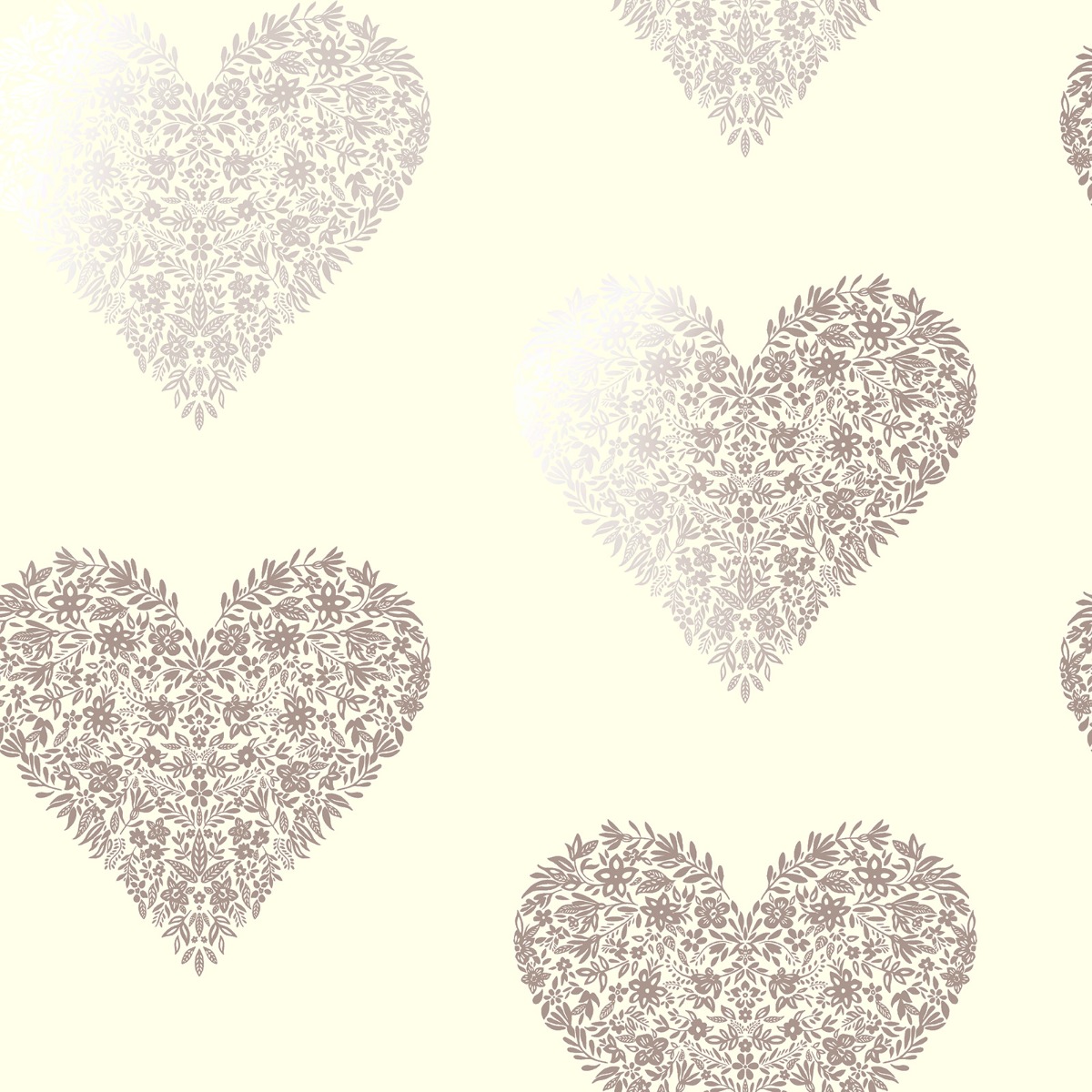 Floral Heart Wallpaper Cream / Rose Gold Holden 12720