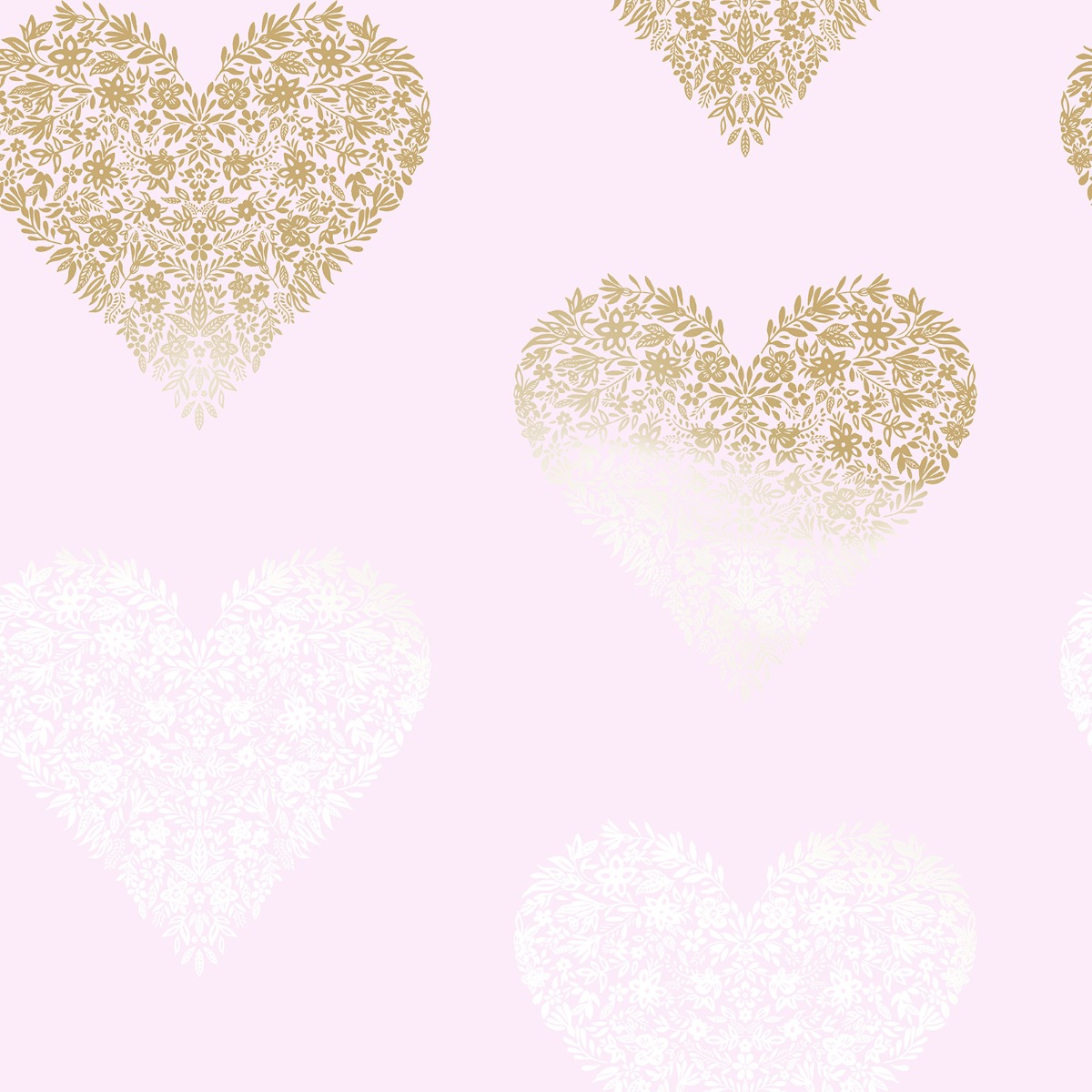 Floral Heart Wallpaper Pink / Gold Holden 12721