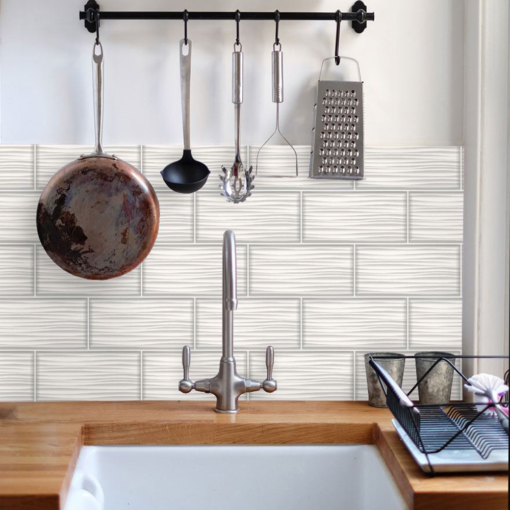Tiling on a Roll Wave Tile Wallpaper White Holden 89320