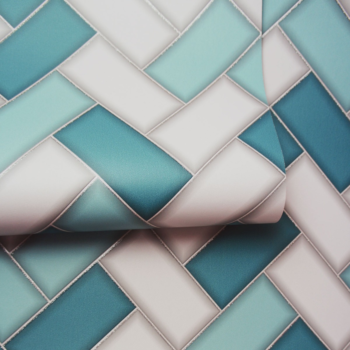 Tiling on a Roll Chevron Tile Wallpaper - Teal Holden 89301