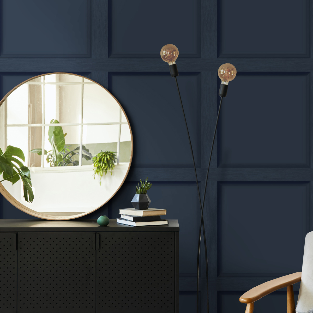 Modern Wood Panel Wallpaper Navy Blue Holden 12980