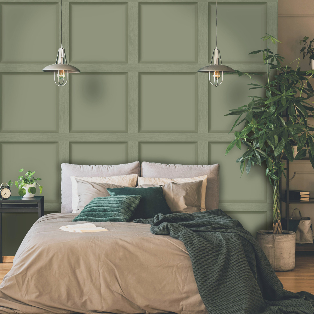 Modern Wood Panel Wallpaper Holden Green 12982