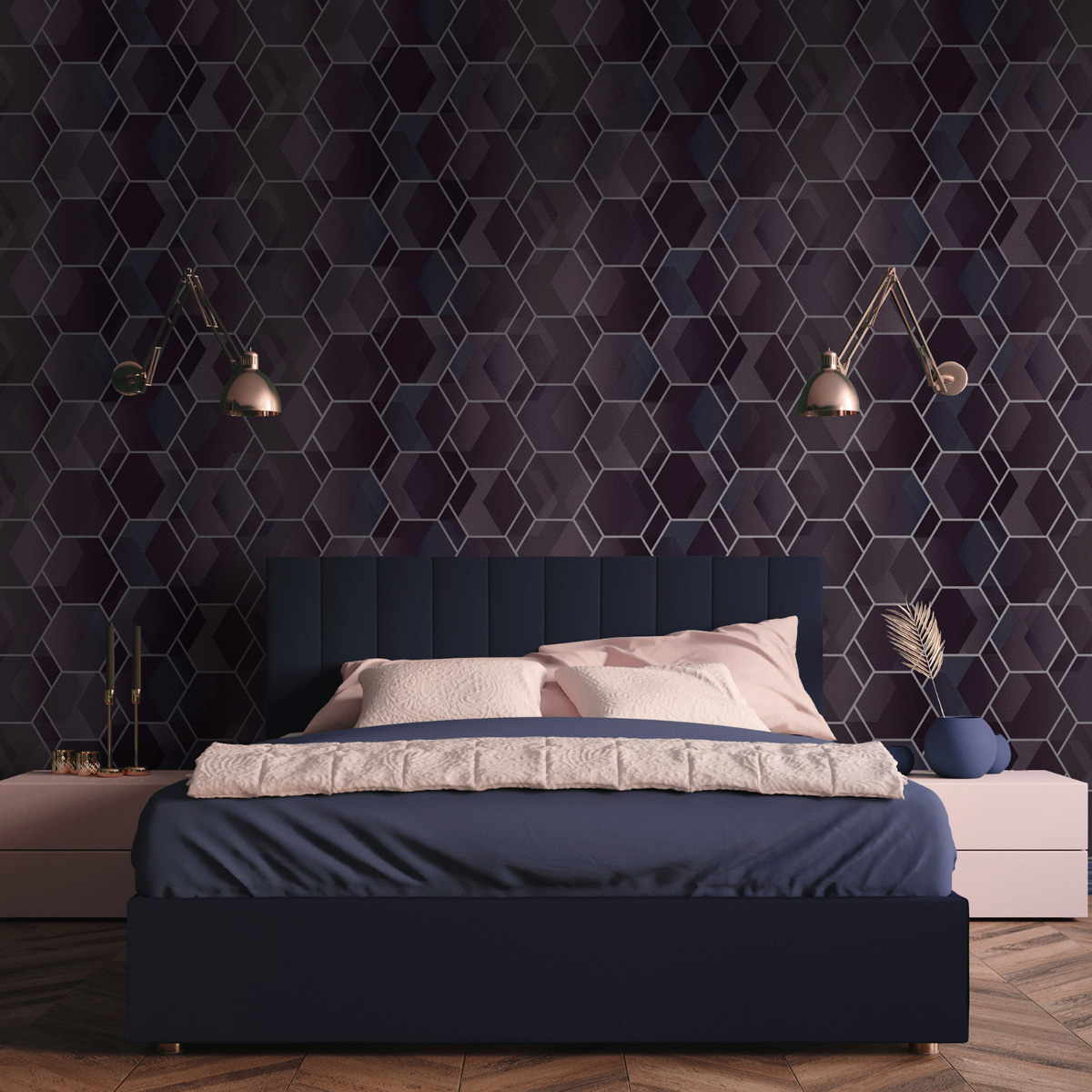 Asik Geo Wallpaper by Holden Purple / Silver 13003