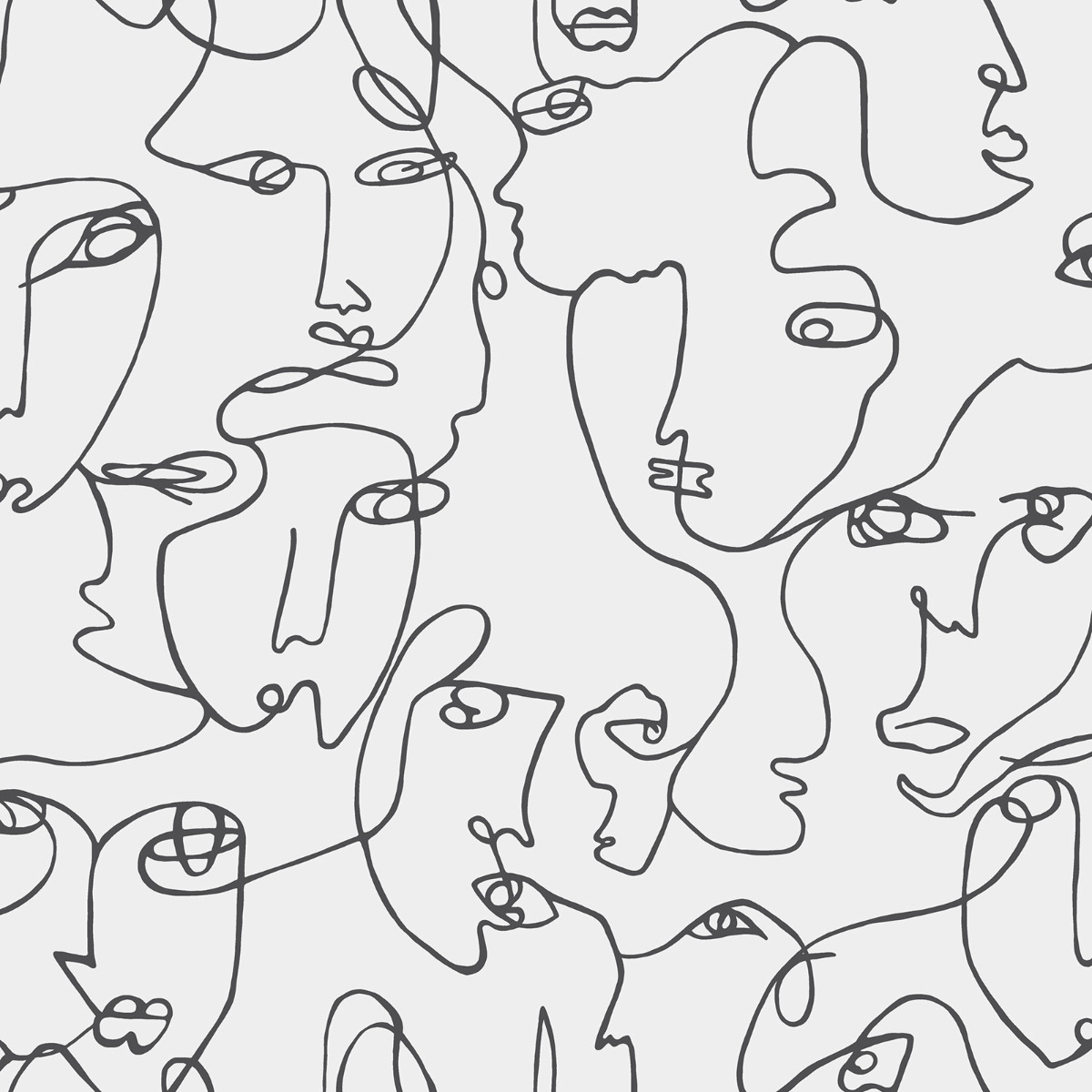 Abstract Faces Wallpaper Black / White Holden 12993