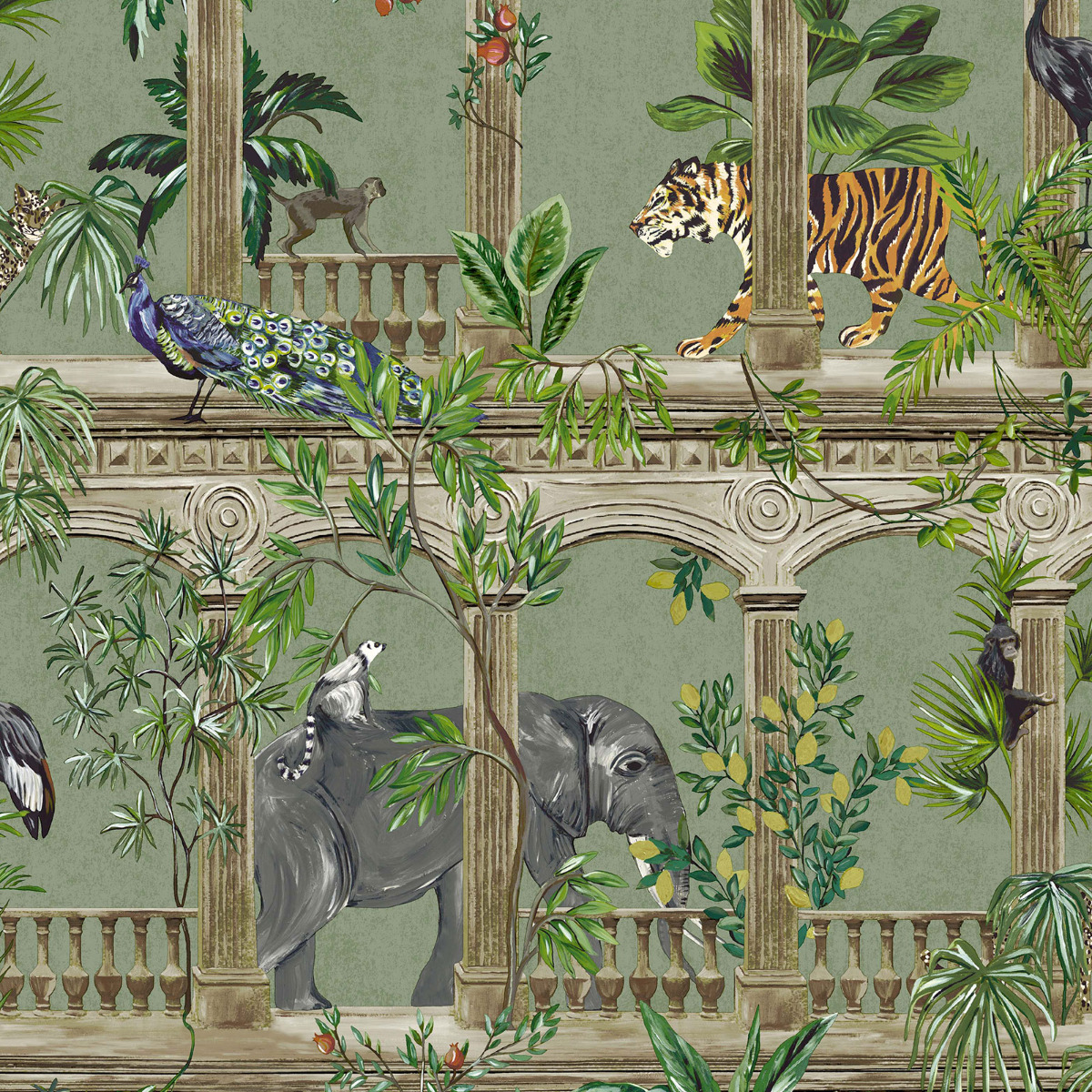 Cascading Gardens Wallpaper Holden Sage 91353