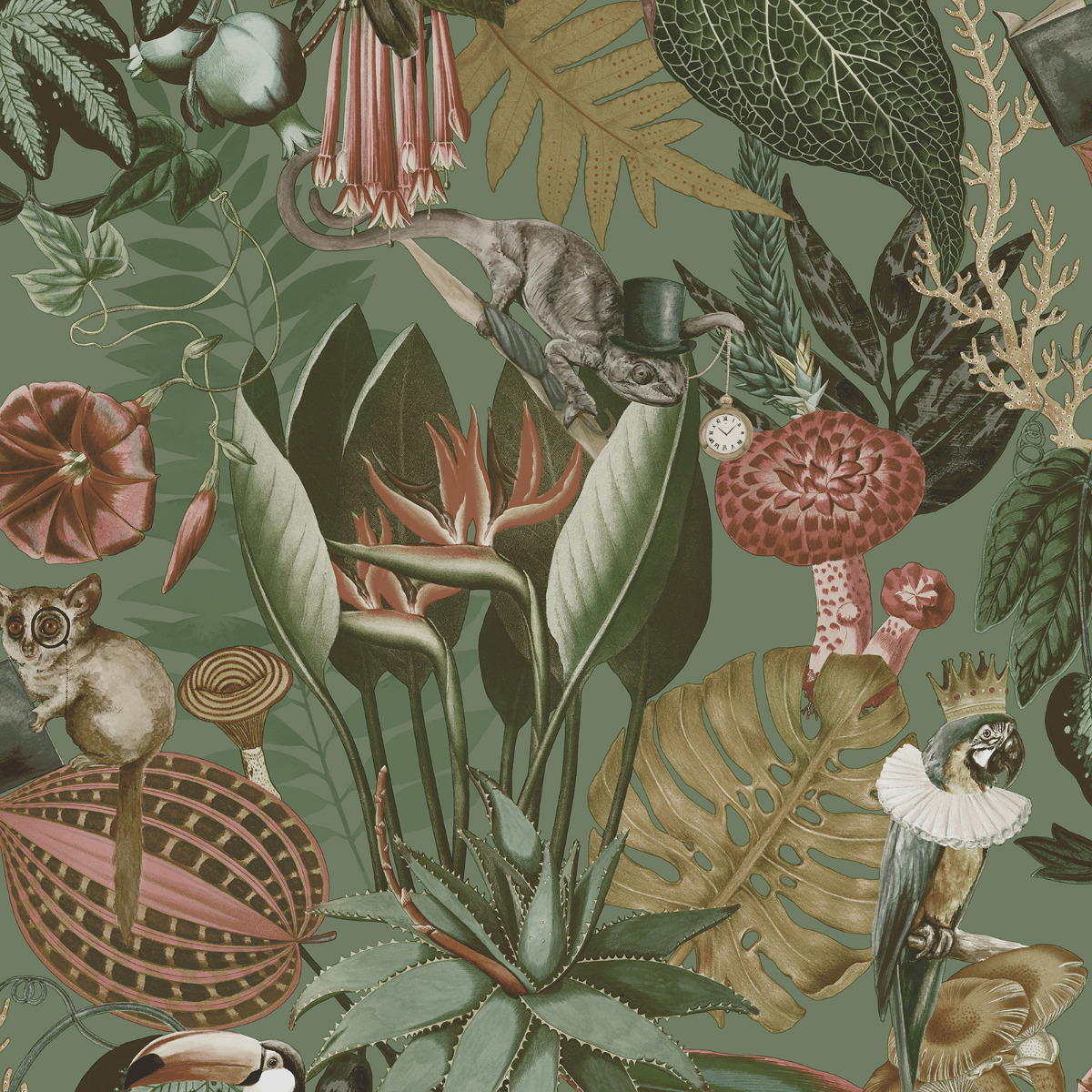 Wonderland Tropical Wallpaper Holden Sage 13401