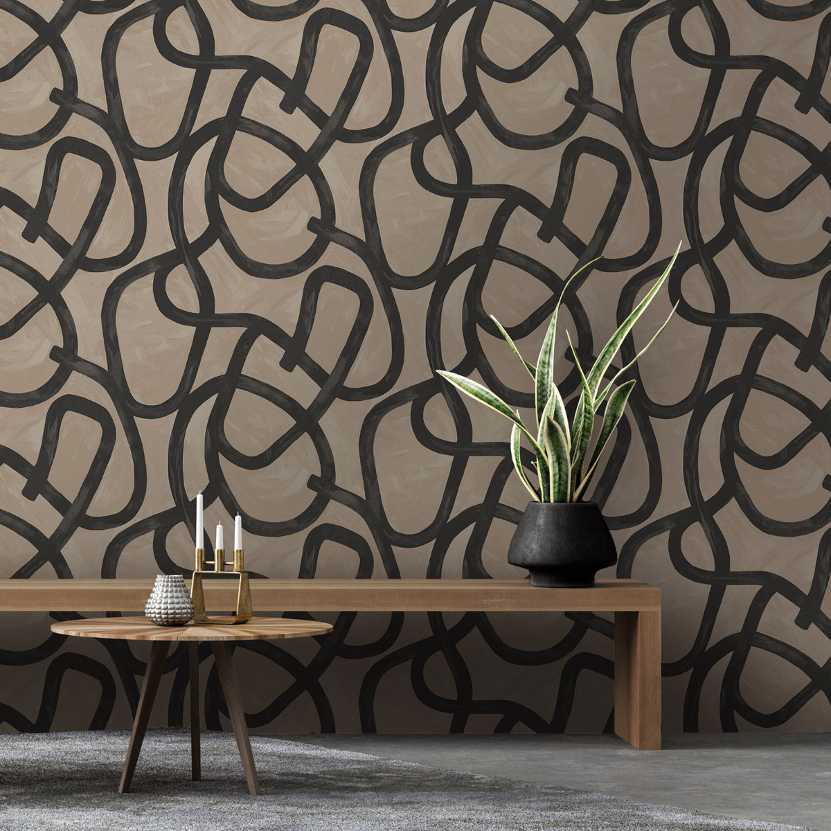 Linear Swirl Holden Wallpaper Taupe 13460