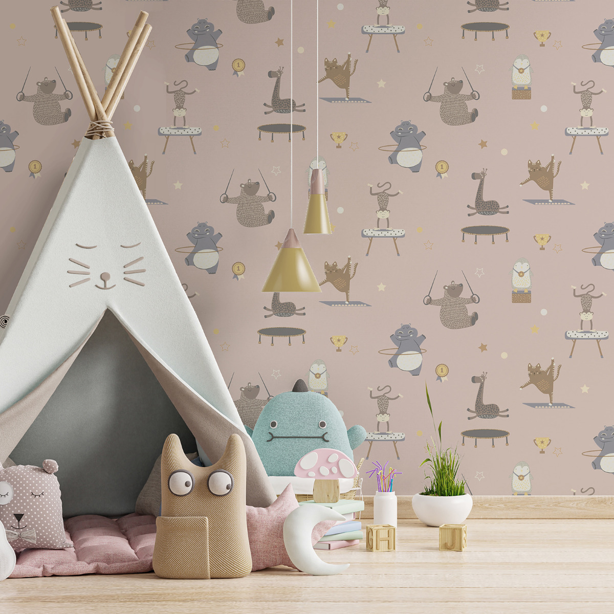 Dreamcatcher Animal Gymnastics Wallpaper Pink Holden 13241