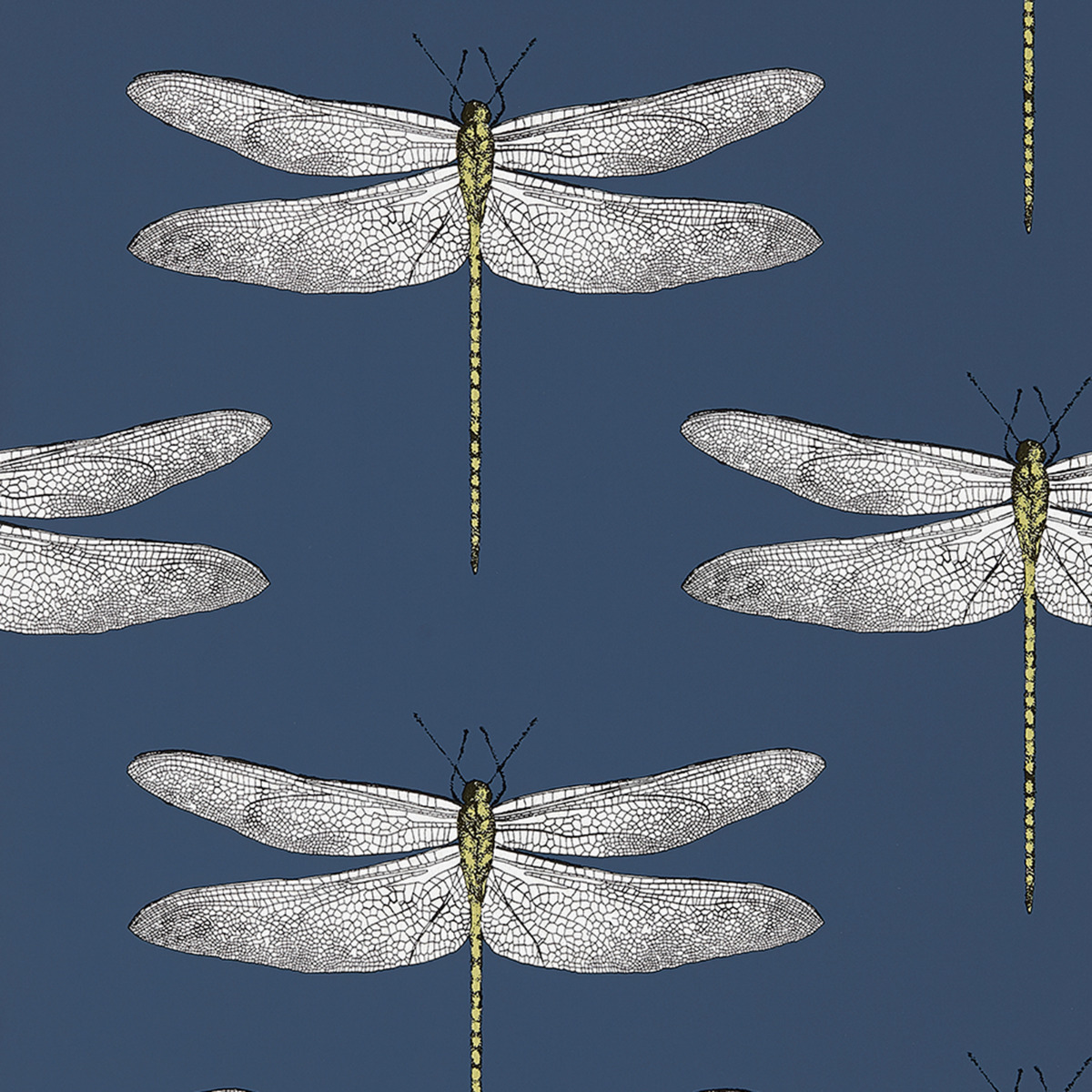Demoiselle Dragonfly Wallpaper Ink Blue HGAT111243