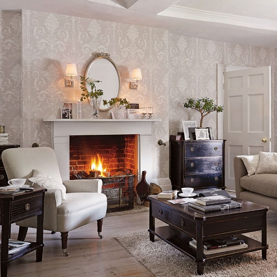 Laura Ashley Josette Damask Wallpaper White / Dove Grey 113378 Laura Ashley Josette Damask Wallpaper White / Dove Grey 113378