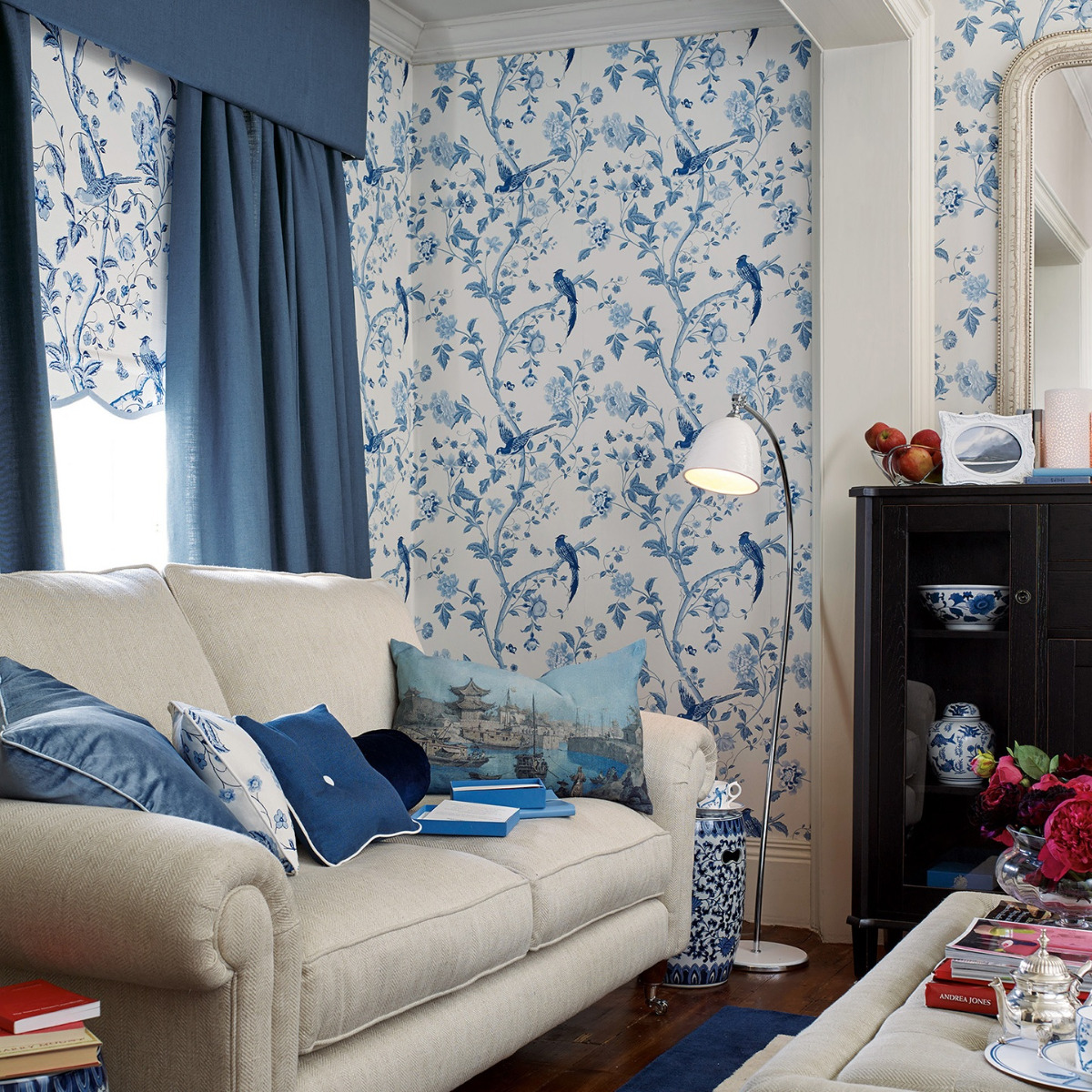 Laura Ashley Summer Palace Wallpaper Royal Blue 113390 Laura Ashley Summer Palace Wallpaper Royal Blue 113390