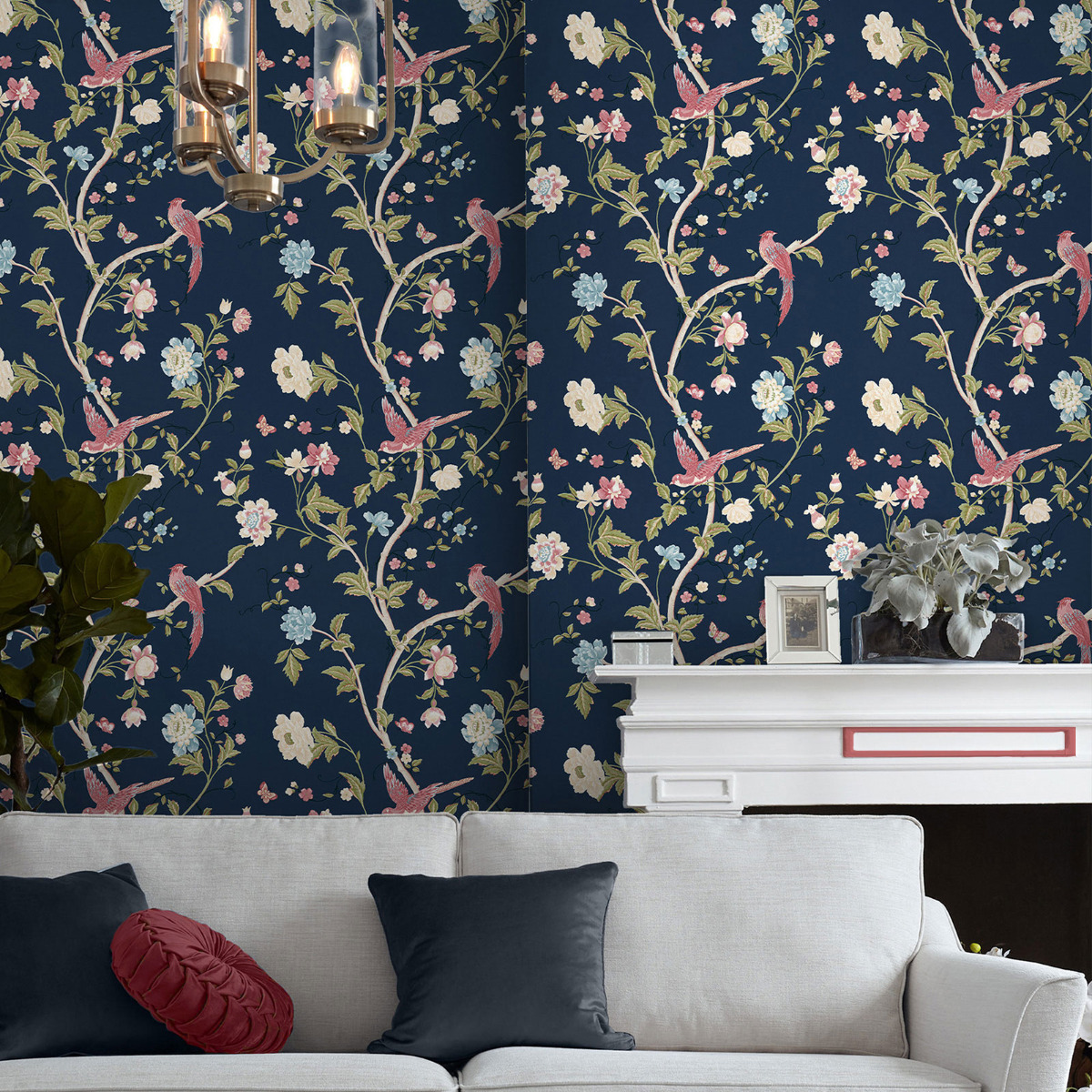 Laura Ashley Summer Palace Wallpaper Midnight Blue 120134 Laura Ashley Summer Palace Wallpaper Midnight Blue 120134