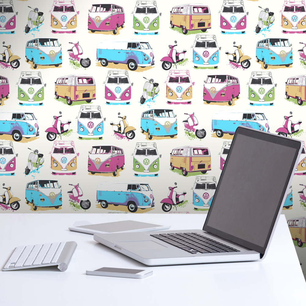 VW Campervans and Scooters Wallpaper Muriva J05901 