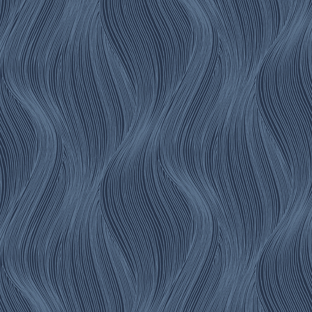 Orla Wave Glitter Wallpaper Blue Muriva 153105