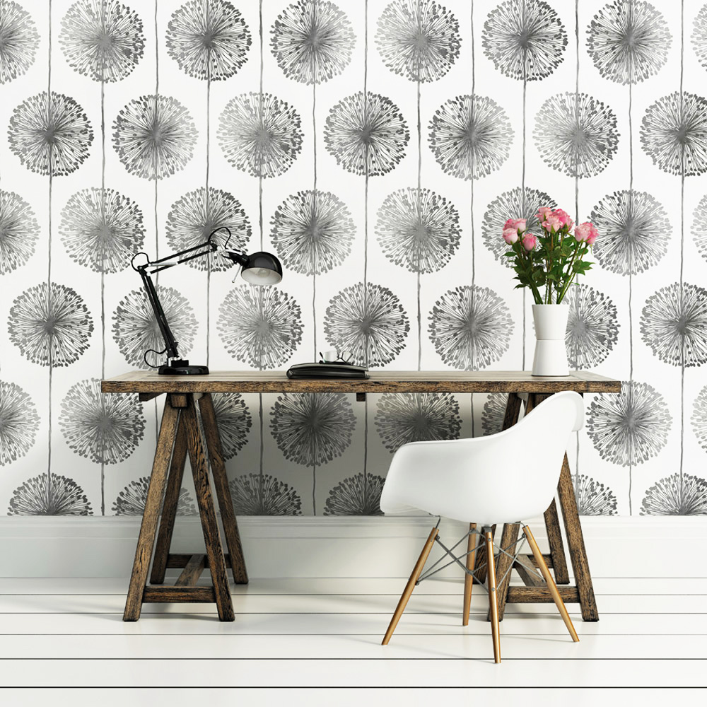 Dandelion Wallpaper Silver Muriva J04209
