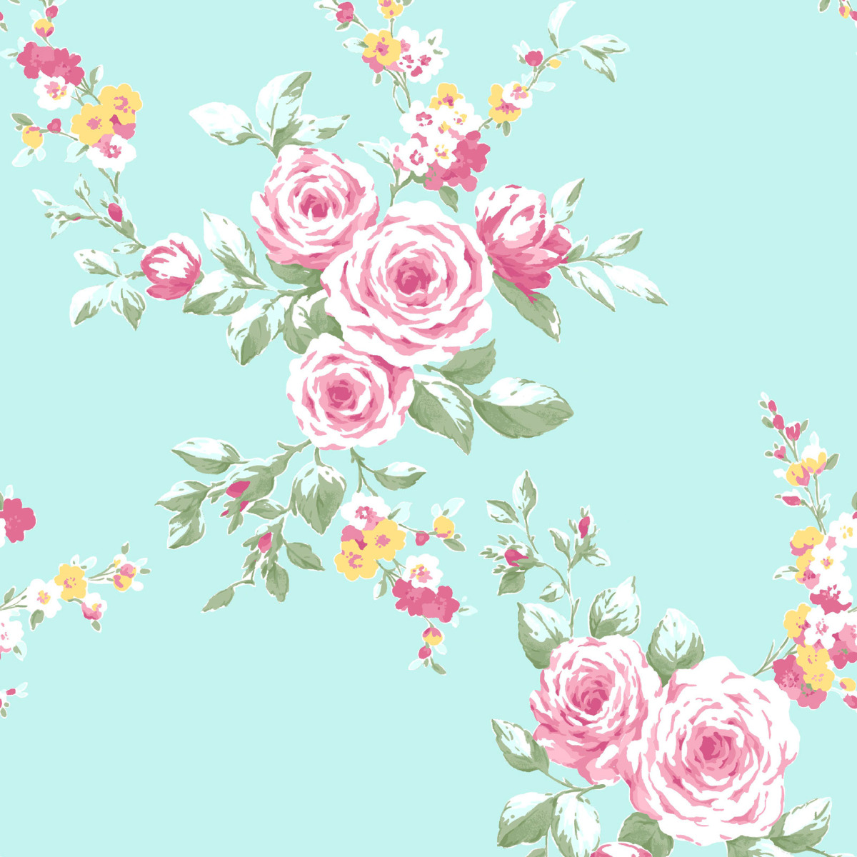 Catherine Lansfield Canterbury Floral Wallpaper Duck Egg 165500