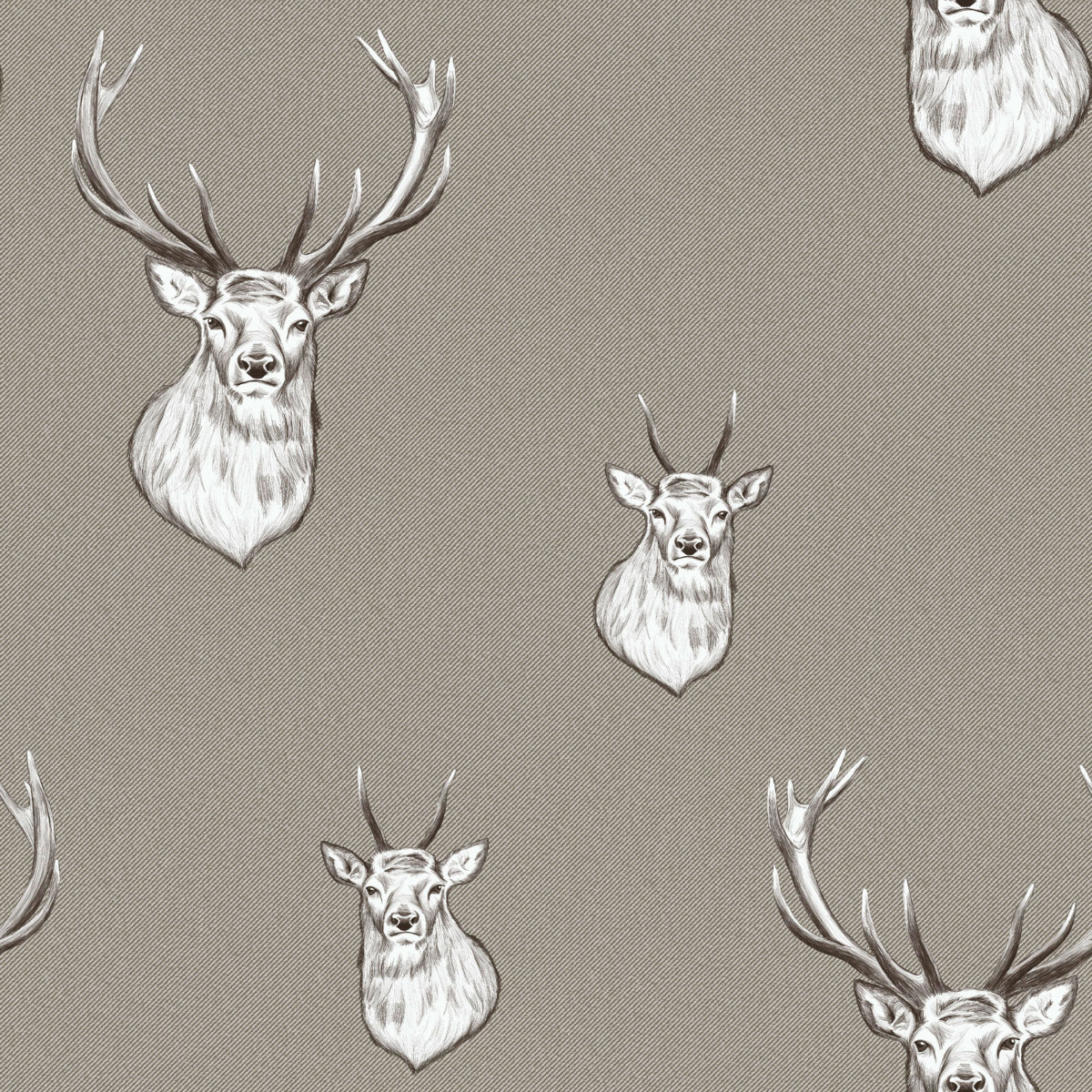 Catherine Lansfield Stag Wallpaper Mushroom 165512