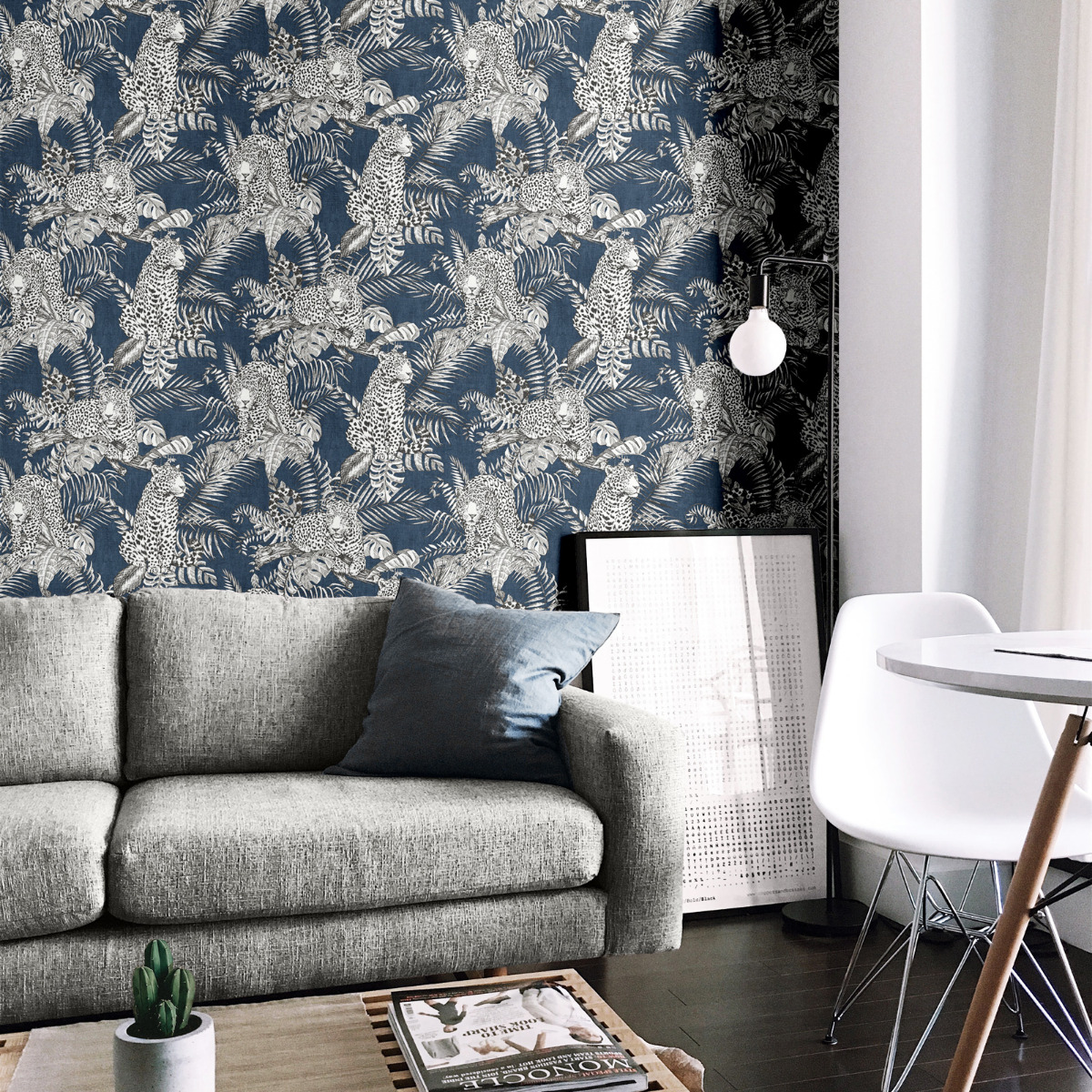 Mamboa Leopard Wallpaper Blue Muriva 173523