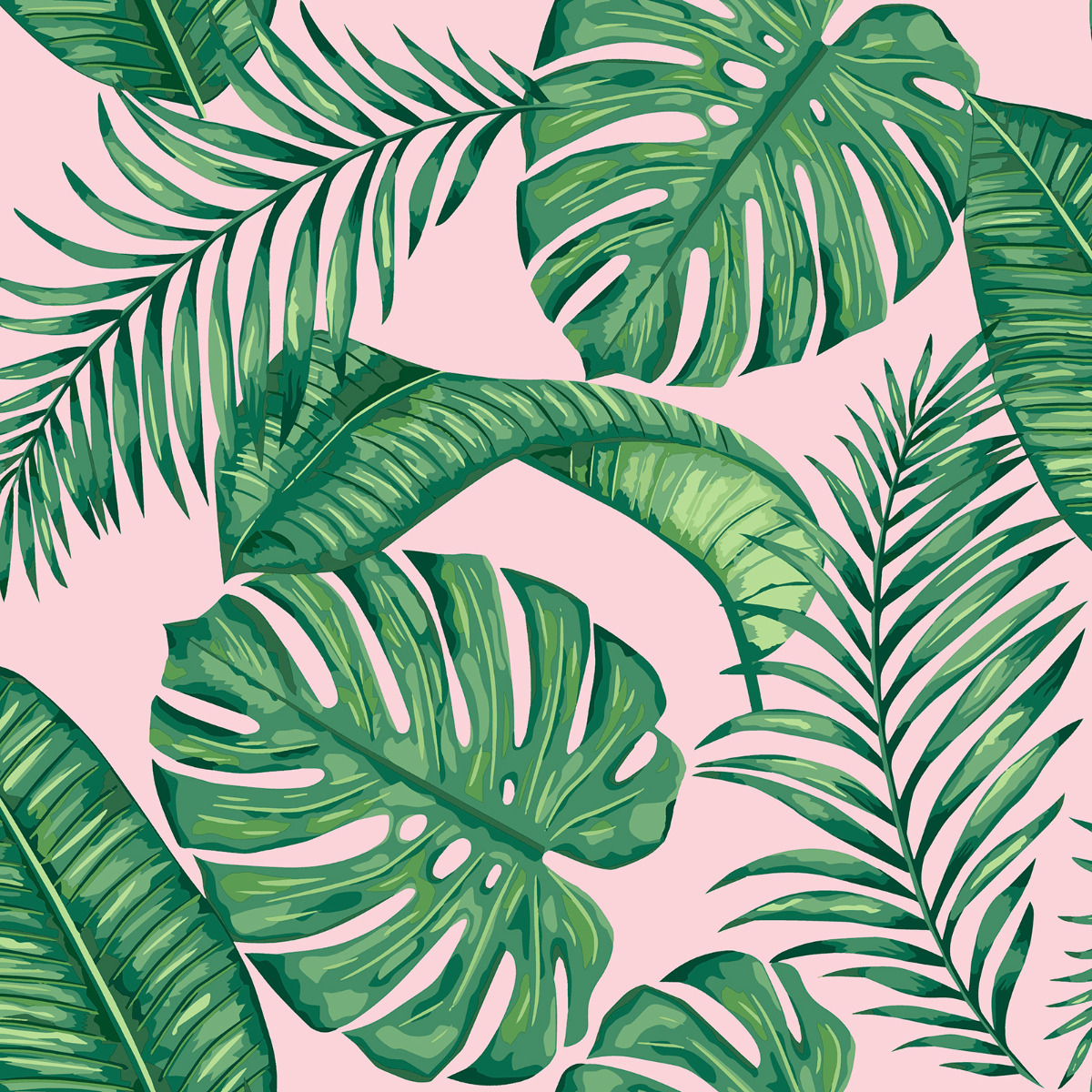 Skinnydip Dominica Tropical Leaf Wallpaper Green/Pink 180520