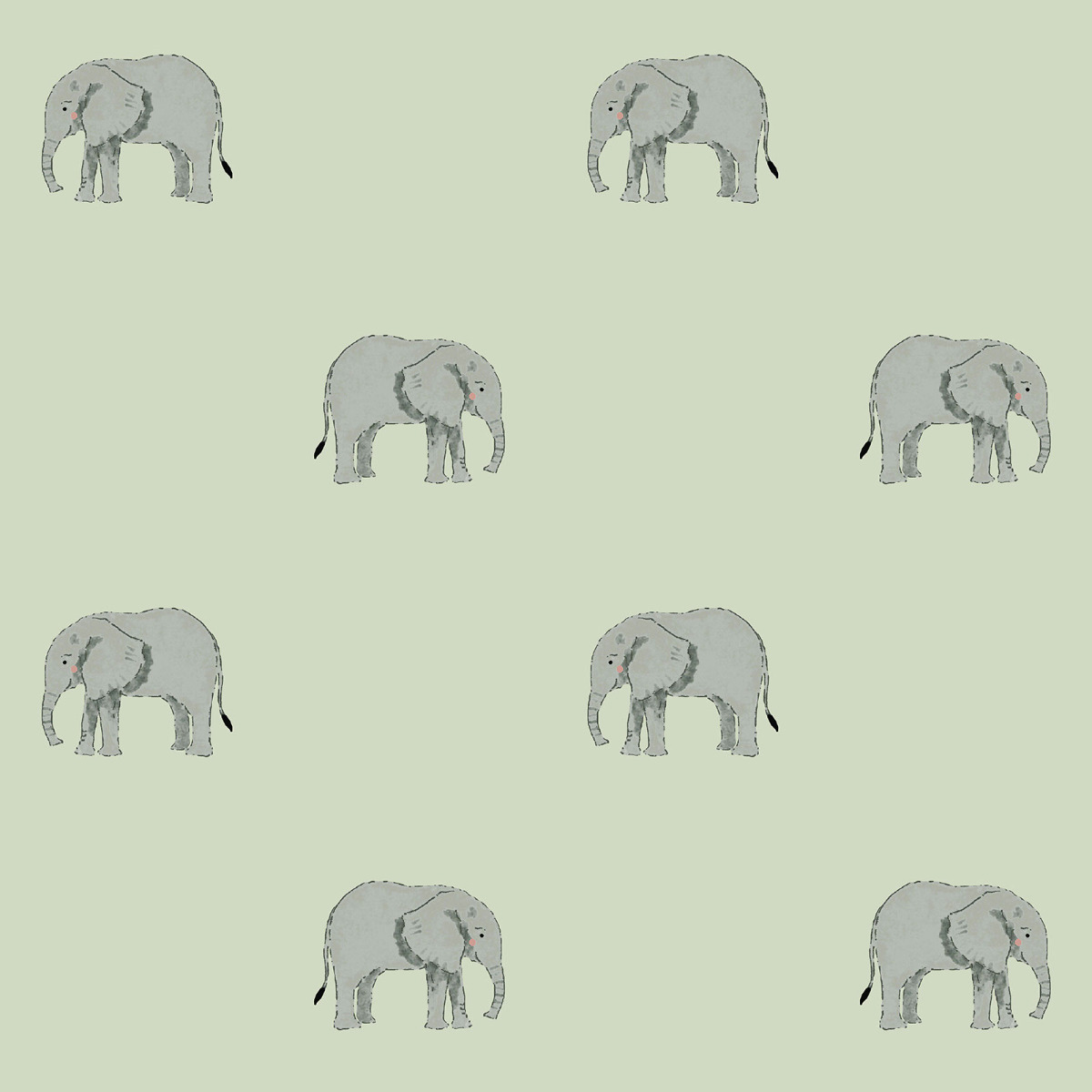Sophie Allport Elephant Wallpaper Sage 181523