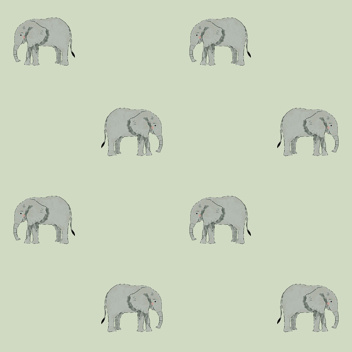 Sophie Allport Elephant Wallpaper Sage 181523
