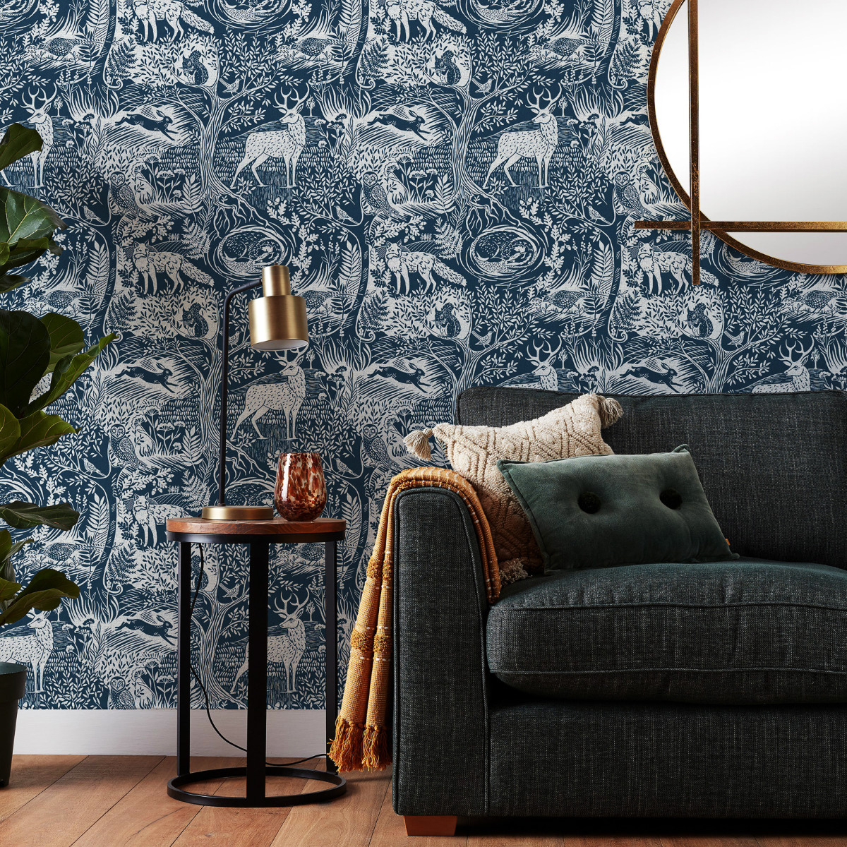 Winter Woods Wallpaper Navy