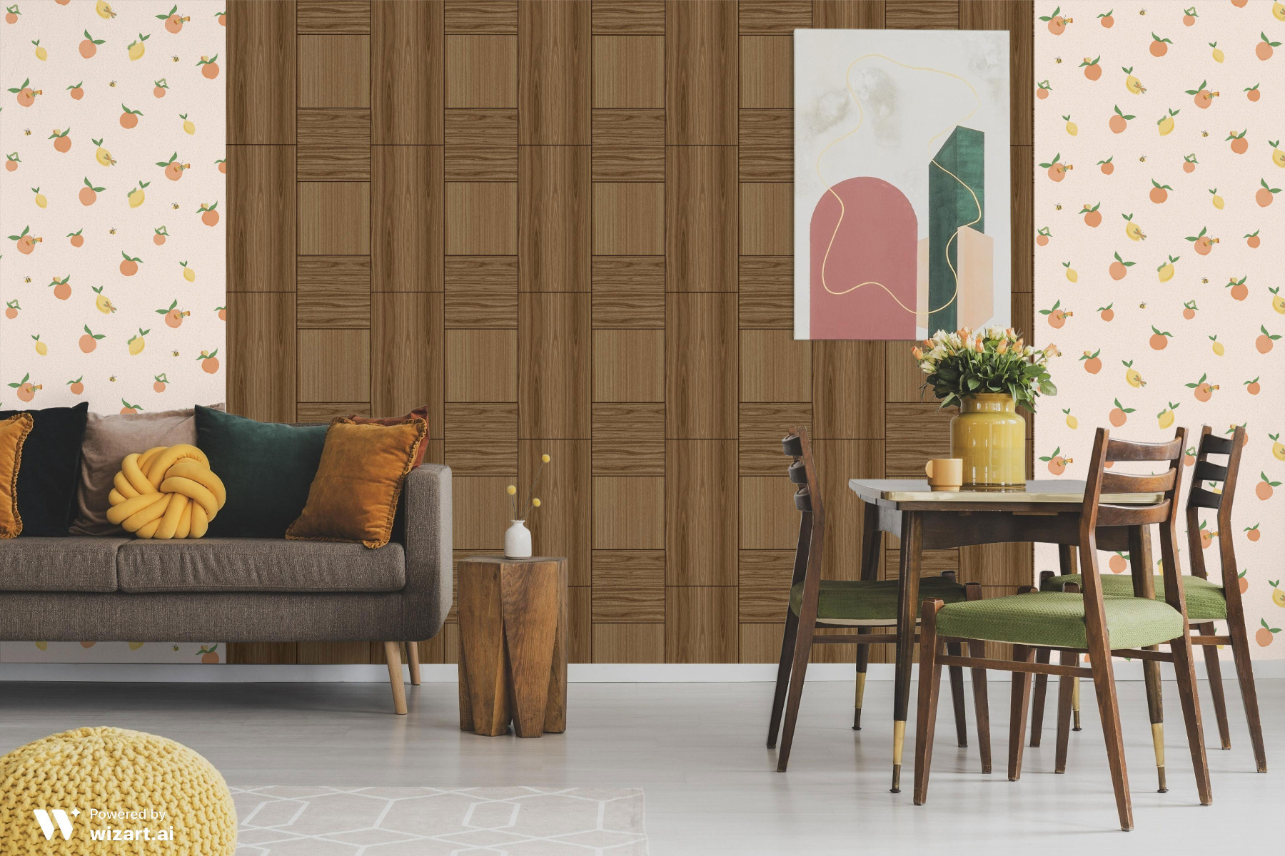 Peach Fuzz & Wood Decor