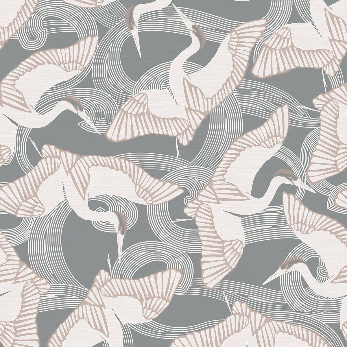 Ted Baker Fantasia Collection Cranes Wallpaper Grey 12621