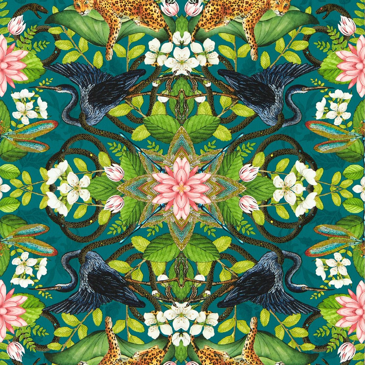 Wedgwood Botanical Wonders Wonderlust Tea Story Wallpaper Teal W0136/03