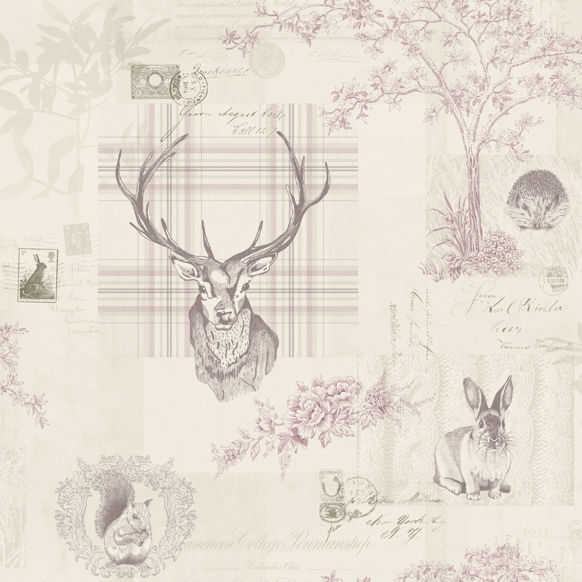 Richmond Highland Stag Wallpaper Heather and Dove Grey World of Wallpaper 50165