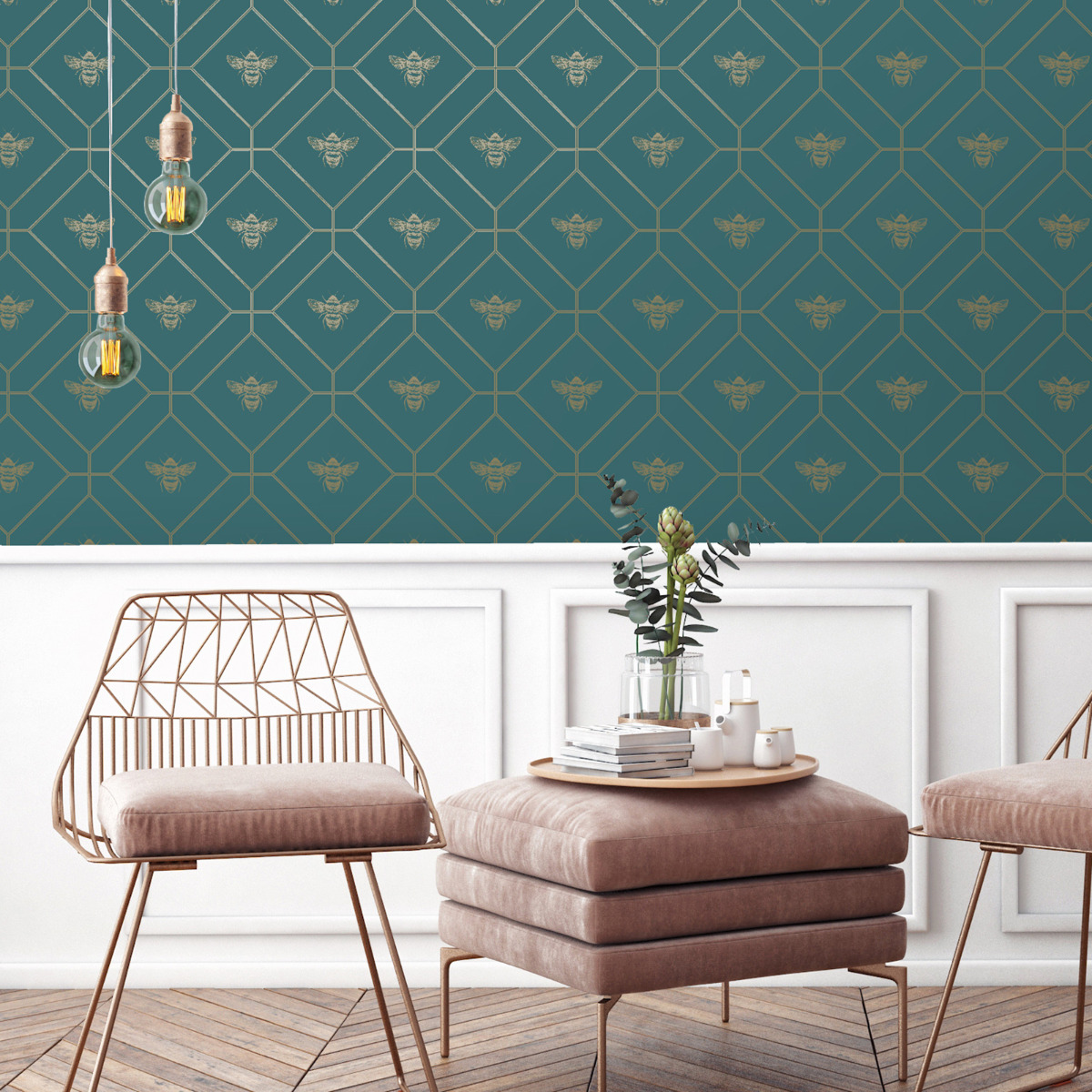 Honeycomb Bee Wallpaper Teal World of Wallpaper 50400