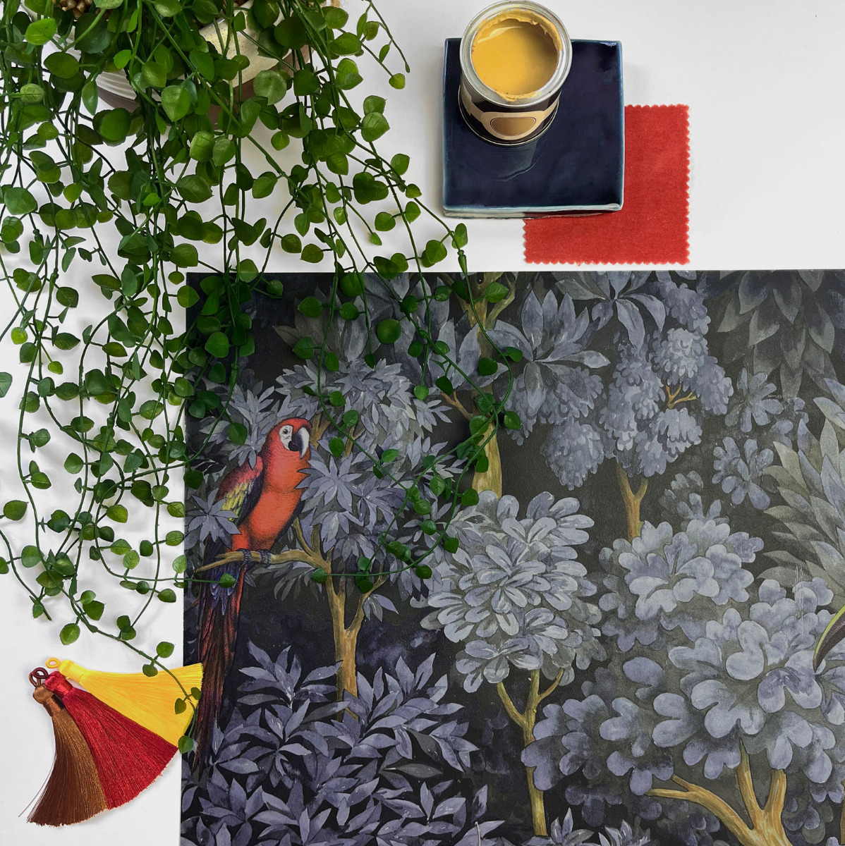 Tropical Treetops Wallpaper World of Wallpaper Navy Blue 50421