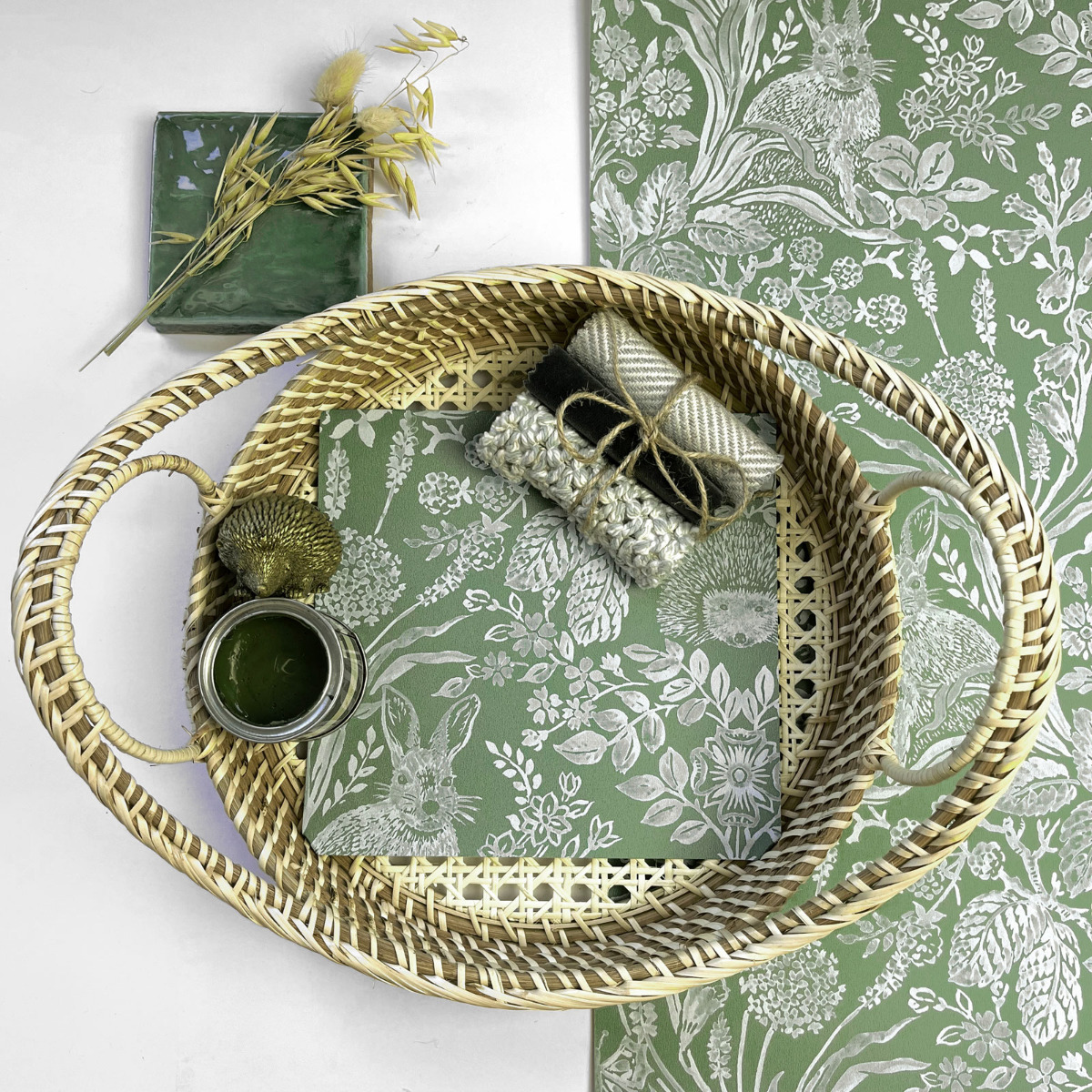 Harlen Woodland Damask Wallpaper Green 50342