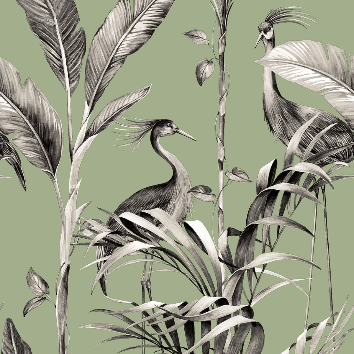 Azzurra Leaf Wallpaper by World of Wallpaper Sage Green 9512