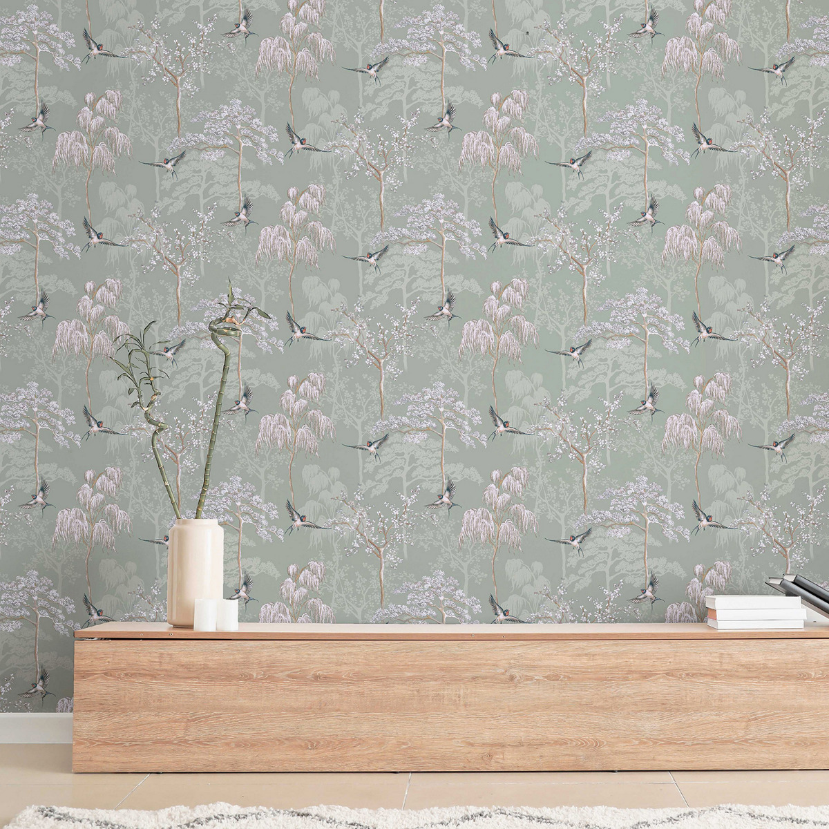 Japanese Garden Wallpaper Sage Green World of Wallpaper 946102