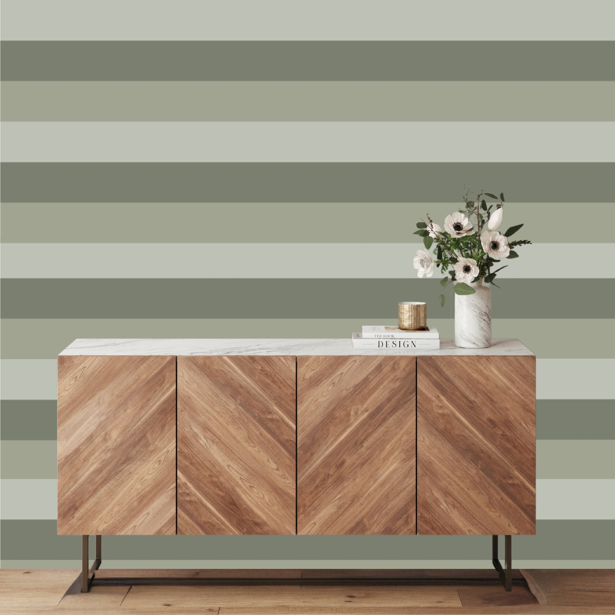 Stripe Wallpaper by World of Wallpaper Soft Green/Sage/Olive AF0017