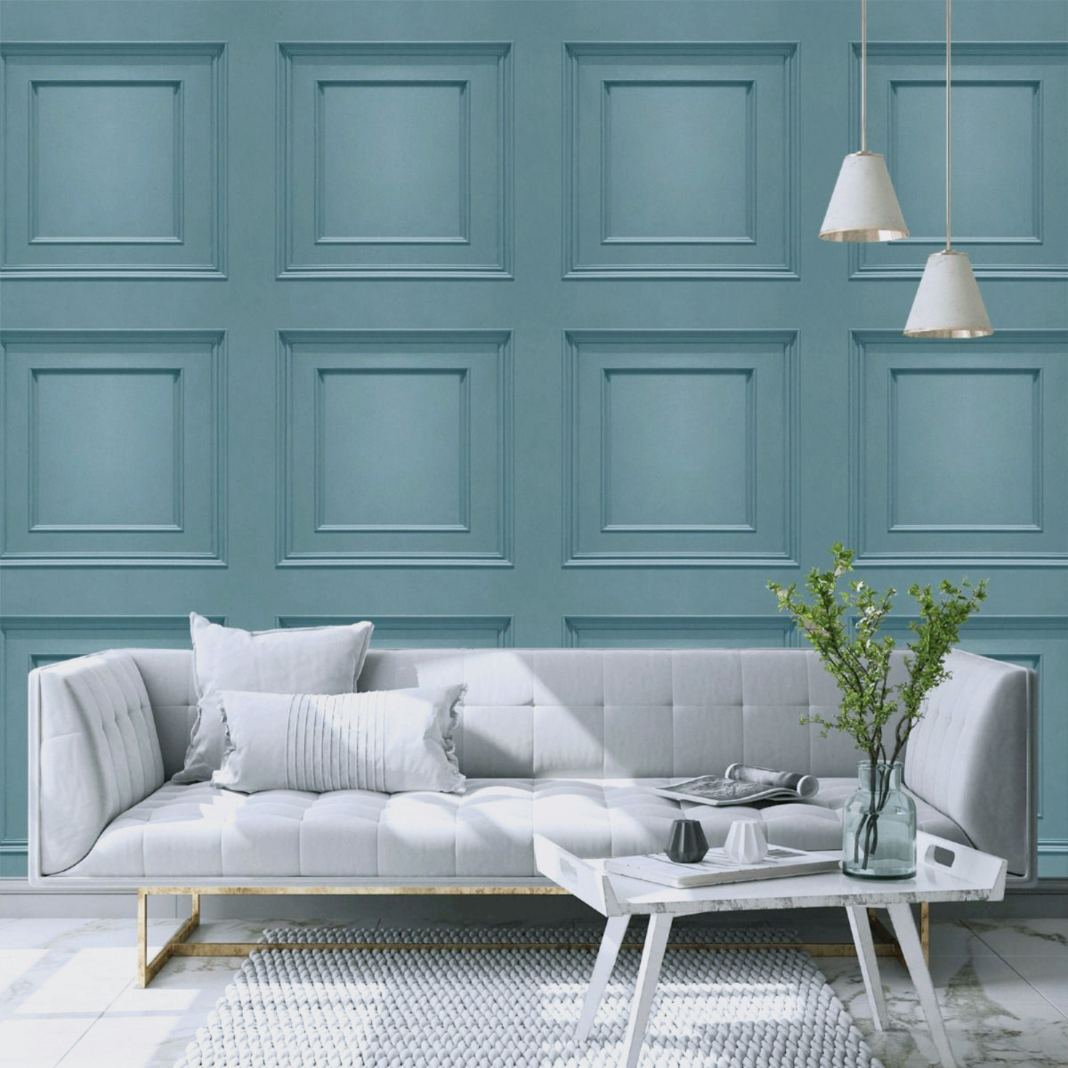 Oliana Panel Wallpaper Blue World of Wallpaper 8499