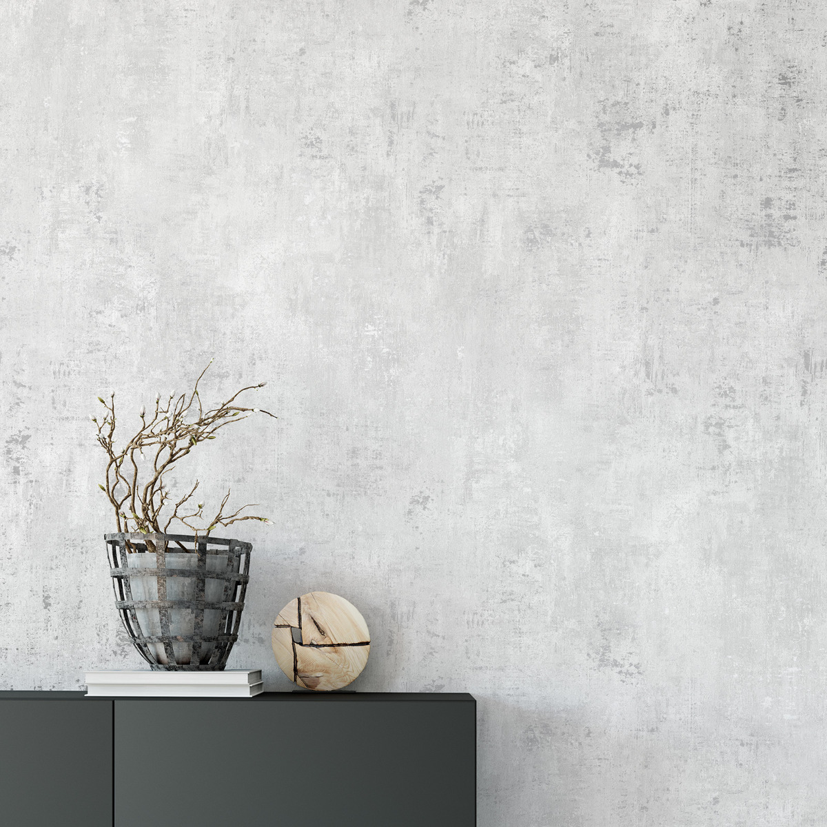 Industrial Concrete Texture Wallpaper Grey Silver World of Wallpaper AF0027