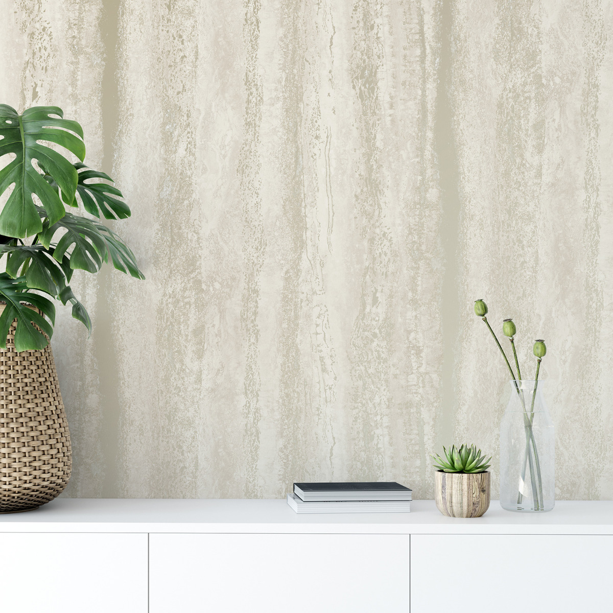 Vertical Marble Wallpaper Natural/Gold World of Wallpaper AF0028