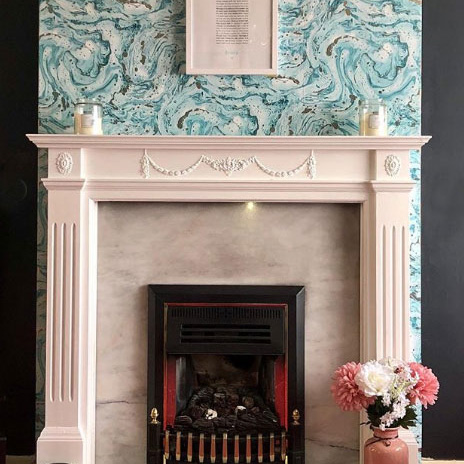 Marble Effect Wallpaper Fireplace Ideas Instagram @ahomefullerlove