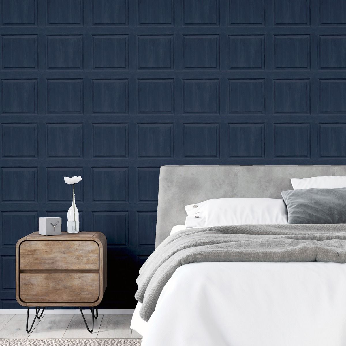 Washed Panel Wallpaper Navy Arthouse 909601