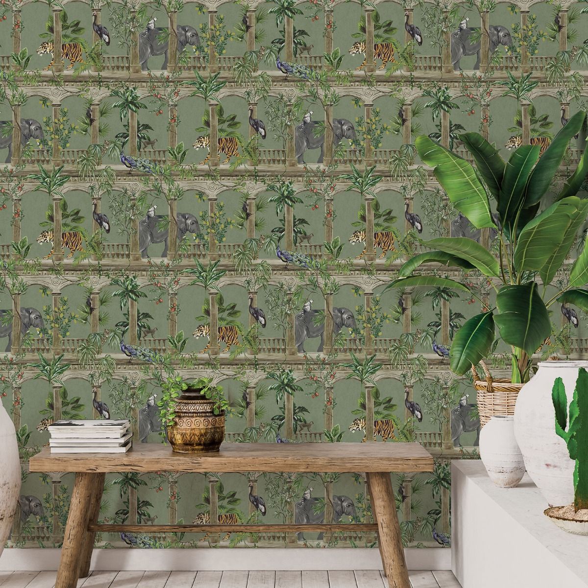 Cascading Gardens Holden Wallpaper Sage 91353