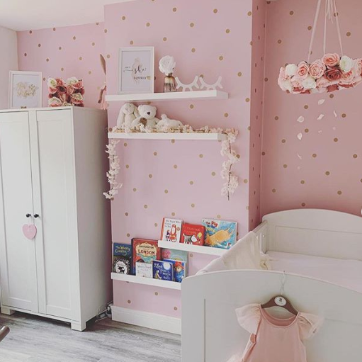 Pink Metallic Polka Dot Wallpaper Instagram @homeofcsb